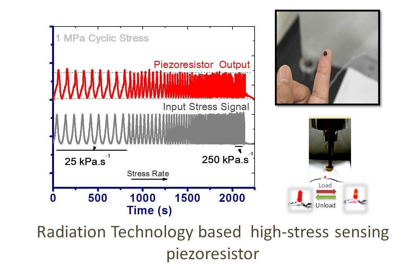 Radiation processed polymer-composite based peizoresistive sensor